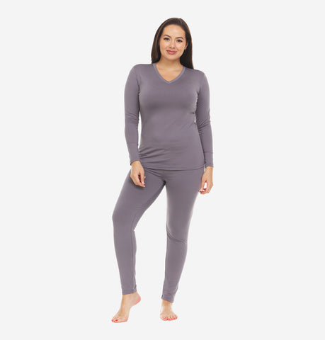Women's v neck thermal underwear discount