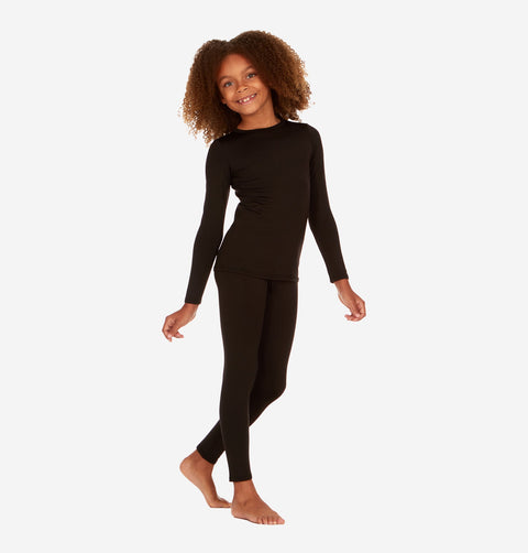 Thermajohn Black Thermal Underwear For Girls Long Johns Set Winter Wear Gift
