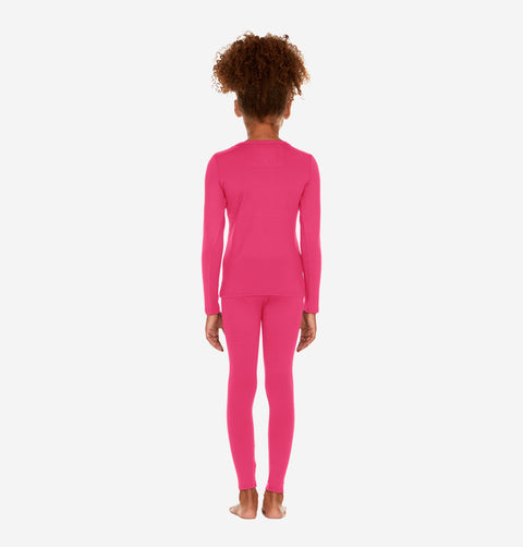Thermajohn Pink Long Johns For Girls Thermal Underwear Kids Set