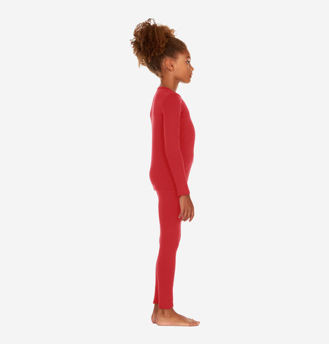 Thermajohn Red Long Underwear For Girls Thermal Long Johns Set For Kids