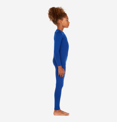 Thermajohn Royal Blue Long Underwear For Girls Thermal Long Johns Set For Kids