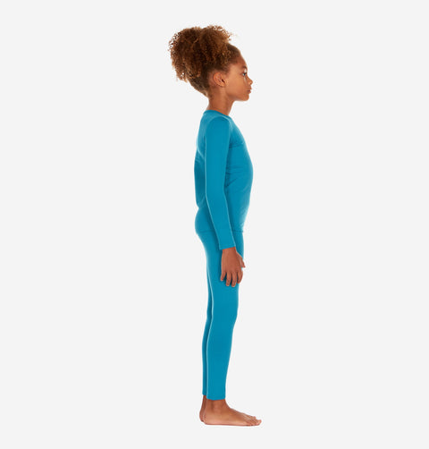 Thermajohn Teal Long Underwear For Girls Thermal Long Johns Set For Kids