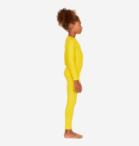 Thermajohn Yellow Long Underwear For Girls Thermal Long Johns Set For Kids