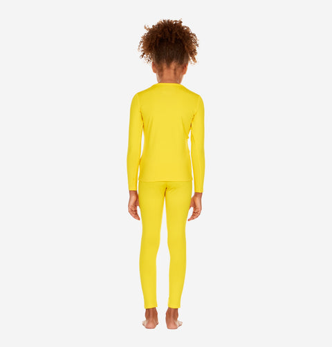 Thermajohn Yellow Long Johns For Girls Thermal Underwear Kids Set