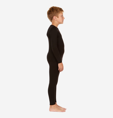 Thermajohn Black Long Underwear For Boys Thermal Long Johns Set For Kids