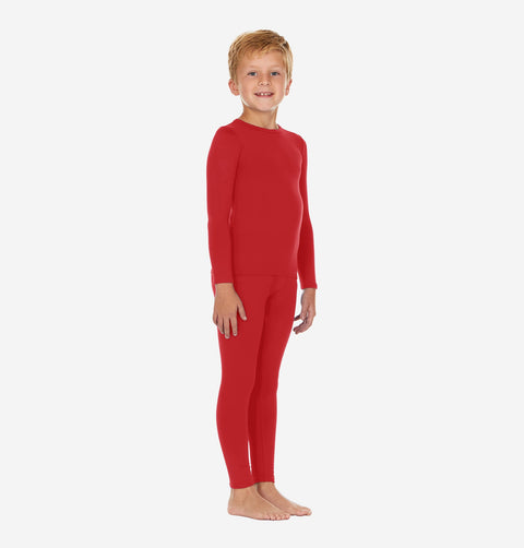 Thermajohn Red Long Underwear For Boys Thermal Long Johns Set For Kids