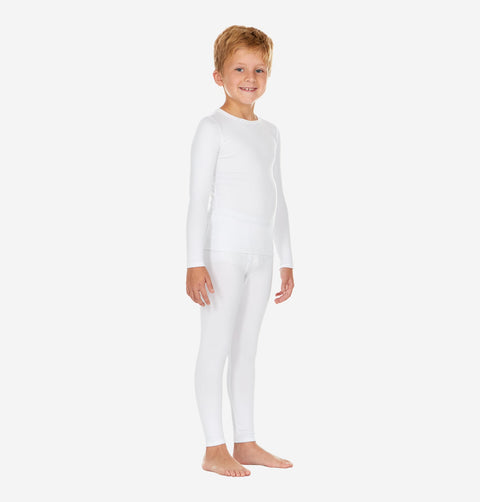 Thermajohn White Long Underwear For Boys Thermal Long Johns Set For Kids